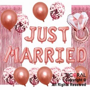 SET DE GLOBOS ARCO XL JUST MARRIED ROSA GOLD (G-003) 24 UNIDADES